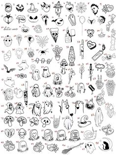 a large collection of halloween themed stickers