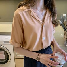 Kukombo Elegant Style Blouse Women Hot Sale All-Match Solid Color Blou Casual Beige Blouse For Office, Casual Beige Office Blouse, Casual Beige Office Top, Woman Blouse Casual, Blouses Casual, Clothing Female, Office Dresses For Women, Pants Women Fashion, Knitted Bodycon Dress