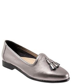 Trotters Liz Tassel Leather Loafers | Dillard's Elegant Fringe Tassel Loafers For Formal Occasions, Elegant Formal Tassel Loafers With Fringe, Chic Loafers With Tassels And Round Toe, Tassel Loafers With Round Toe For Galas, Formal Flat Tassel Loafers, Elegant Tassel Loafers With Flat Heel, Formal Flat Loafers With Tassels, Fall Galas Tassel Loafers With Round Toe, Fall Gala Tassel Loafers With Round Toe