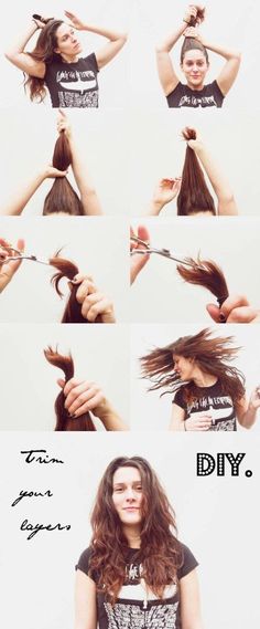 despuntar-tu-cabello-tu-sola Ponytail Haircut, Diy Ponytail, Cut Own Hair, Hair Illustration, How To Cut Your Own Hair, Hair Trim, Long Layered Haircuts, Short Layered Haircuts