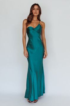 Shop the Alora Tie-Up Back Maxi Dress Olive | Selfie Leslie Dark Green Maxi Dresses, One Shoulder Wedding Guest Dress, Aquamarine Prom Dress, Long Semi Formal Dresses, Green Formal Dress Long, Blue Green Prom Dress, Dark Turquoise Dress, Prom Dresses One Shoulder, Simple Maxi Dress