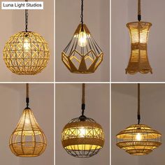 four different types of lights hanging from the ceiling