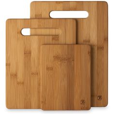 three bamboo cutting boards with handles