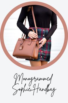 This beautiful monogrammed handbag is foil stamped with your monogram on a cute hang tag. This bag has a zip closure and comes with a removable and adjustable shoulder strap that measures up to 21 inches. Luxury Rectangular Satchel For Fall, Luxury Rectangular Fall Satchel, Luxury Brown Satchel For Fall, Modern Brown Satchel For Fall, Monogram Leather Bag In Rectangular Shape, Rectangular Leather Bag With Monogram, Leather Monogram Shoulder Bag For Everyday Use, Rectangular Leather Monogram Bag, Luxury Fall Satchel For Shopping