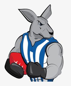 a cartoon kangaroo wearing a striped shirt and boxing gloves