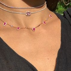 New Fashion Boho tear drop cz link chain Beaded Pink rose gold color Necklaces high quality AAA cz Barbie Necklace, Extravagant Jewelry, Cz Stone Necklace, Stone Choker, Mode Boho, Rose Necklace, Fashion Boho, Girls Necklaces, Necklace Choker