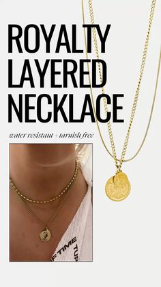 Pebby Forevee | Royalty Layered Necklace: gold necklace, gold jewelry, coin necklace, necklace set, layered necklaces, necklace layering, water resistant necklace, tarnish free necklace, water resistant jewelry, tarnish free jewelry, minimalist jewelry, jewelry inspo, minimalist necklace Layered Necklace Gold, Necklace Gold Jewelry, Necklace Layering, Necklace Necklace, Coin Necklace, Layered Necklace, Jewelry Inspo