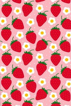 the strawberry background is very colorful and cute