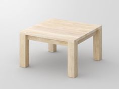 a small square wooden table on a white background with no one around it or someone else