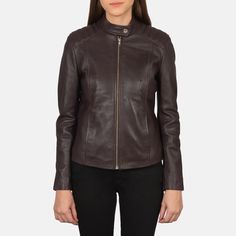 Kelsee Maroon Leather Biker Jacket Fitted Brown Biker Jacket With Button Closure, Leather Biker Jacket For Business, Fall Business Biker Jacket, Leather Jacket With Button Zip Fly For Fall, Leather Motorcycle Jacket Women, Mens Leather Jacket Vintage, Leather Trench Coat Woman, Plus Size Leather Jacket, Leather Jackets For Men