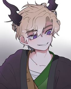 an anime character with horns on his head