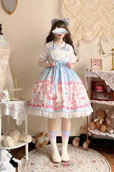 JSK DressReady to ShipMilk Ice-cream Sweet Lolita Dress – nbsama Ice Cream Outfit, Ice Cream Dress, Harajuku Dress, Outfit References, Dream Fashion, Vibe Check, Fairytale Dress, Sweet Lolita, J Fashion