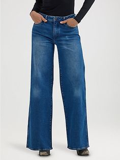 Women's Worldwide Mid Rise Wide Leg Jean Work Wear