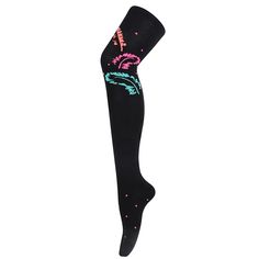 Bonjour Cotton Womens Black Designer Knee High Socks, Assorted