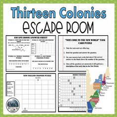 the thirteen colonies escape room poster