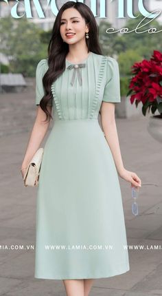 Elegant Dresses With 3/4 Sleeve And Ruffle Hem, Modest Dresses For Women, Stylish Short Dresses, Women Dresses Classy, Elegant Dresses Classy, Classy Dress Outfits, Modest Fashion Outfits