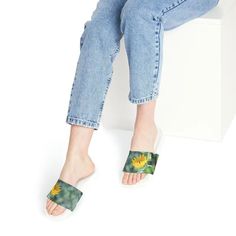 Upgrade Your Summer Style With Sunflower Slide Sandals - Women’s Pu Fashion! - White / Us 6 Spring Synthetic Non-slip Slides, Outdoor Slip-resistant Slide Sport Sandals, Multicolor Slip-on Slides For Summer, Womens Slides Sandals, Womens Slides, Sandals Brands, Slide Sandals, Womens Sandals, Stylish Outfits