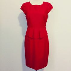 New With Tags J.Crew Dress Red Size 4 Back Zipper Fully Lined Fitted Red Lined Midi Dress, Long Blue Floral Dress, White Smocked Dress, Black White Striped Dress, Cotton Shift Dress, Ikat Dress, Flutter Dress, J Crew Dress, Stripped Dress