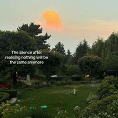 an image of the sky and trees with a quote on it that reads, the science after revealing nothing will be the same anymore