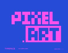 pixel art typeface in pink and blue