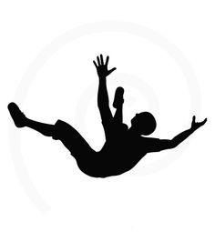 a silhouette of a man diving in the air with his arms out to catch a frisbee