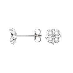 Magnolia Diamond Earrings | Brilliant Earth Silver Flower Earrings With Diamond Accents, Elegant Pierced Flower Earrings, Formal Flower Diamond Earrings, Diamond Flower-shaped Earrings For Formal Occasions, Silver Flower Diamond Earrings For Formal Occasions, Diamond Flower Earrings With Brilliant Cut, Elegant Flower Shaped Earrings With Brilliant Cut, White Gold Flower-shaped Pierced Earrings, White Gold Flower Shaped Pierced Earrings