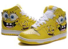 sponge bob nikes Spongebob Clothes, Dunks Shoes, Adidas Shoes Outlet, Nike High Tops, Nike Shoes For Sale, Sponge Bob, Women Nike