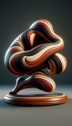 an abstract art piece made out of wood and paper, with wavy lines on the surface