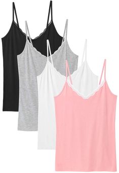 PRICES MAY VARY. ❤ MATERIAL:Our womens lace camisole is made of 95% Modal 5% Spandex. Modal fabric is very soft and breathable, which makes undershirt camisole feels smooth and looks brighter. Spandex has high fabric strength, wear-resistant and thoughtful fit. So this scientific combination of fabric makes our basic layering lace trim tank tops with moisture, lightweight, and other excellent properties. ❤ DESIGN:This sexy and comfortable spaghetti strap cami with lace trim is perfect for layeri Layering Lace, Lace Tank Tops, Jumper And Jeans, Lace Trim Tank Top, Womens Camisoles, Spaghetti Strap Tank Top, V Neck Tank Top, Lace Camisole, Summer Tank Tops