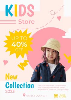 Clothing Poster Design Ideas, Kids Catalogs, Kids Graphic Design, Kids Clothing Brand, Fashion Poster Design, Brand Advertising