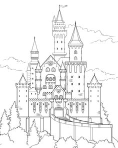 a drawing of a castle in the sky