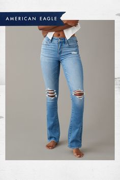 Stretch | Soft with an authentic denim look & juuust the right amount of stretch./True jean-like fabric that holds its shape./Won't bag out. Ever./Medium wash/Ripped Ripped Fitted Jeans For Everyday Wear, Everyday Fitted Ripped Jeans, Sahm Outfits, Best Petite Jeans, True Jeans, Arizona Style, Casual Outfits For Women, Denim Inspiration, 2024 Style