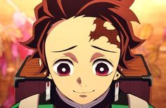 an anime character with red hair and big eyes looks at the camera while standing in front of other characters