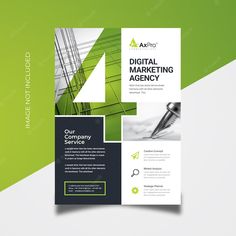 a green and black brochure design for digital marketing