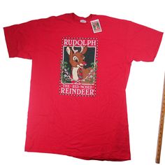 Vintage Nwt Rudolph The Red Nosed Reindeer Graphic T Shirt. Usa Made And Single Stitched. Tagged One Sized Fits All, But Fits Xxl. Condition: 10/10 Color: Red Size: Xxl (24.5"X36") Jakofallvintage.Com Pre-Owned, May Show Signs As Such. 8607 Rudolph The Red Nosed Reindeer Tshirts, Rudolph The Red Nose Reindeer Shirts, Football Team Shirts, Football Graphic Tee, Rudolph The Red Nosed Reindeer, Skeleton Pumpkin, Nature Tees, Mickey Mouse T Shirt, Batman T Shirt