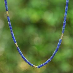 Prepare to be captivated by the vibrant allure of this beaded strand necklace boasting a symphony of colors that invigorates any look. Thai artisan Somluck Komolmith's lively design orchestrates a stunning contrast between vivid lapis lazuli and exquisite hematite beads. The necklace's adjustable sterling silver extender chain offers unparalleled versatility, allowing you to tailor the perfect aesthetic. Stone Bead Jewelry, Perfect Aesthetic, Blue Stone Necklace, Unusual Necklace, Beaded Jewelry Necklaces, Hematite Necklace, Elephant Bracelet, Lapis Lazuli Necklace, Bohemian Necklace