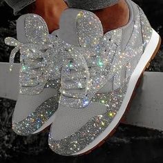 Women's Trainers Athletic Shoes Sneakers Sequins Bling Bling Sneakers Silver Sequin Flat Heel Round Toe Sporty Casual Daily Outdoor Tennis Shoes Walking Shoes Mesh Lace-up Fall Spring Solid Colored 7585121 2022 – $27.13 Spring Bling Sneakers With Round Toe, Casual Silver Sparkling Sneakers, Silver Synthetic Sneakers, Summer Party Lace-up Sneakers, Sparkling Lace-up Synthetic Sneakers, Trendy Sparkling Lace-up Sneakers, Silver Sneakers With Glitter Accents For Spring, Spring Silver Sneakers With Rhinestones, Silver Sneakers With Rhinestones For Spring