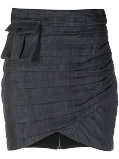 navy blue cotton blend ruched detailing asymmetric hem concealed rear fastening high waist Asymmetrical Gathered Skirt - Fitted, Fitted Draped Bottoms For Work, The Mannei, Ruched Skirt, Cotton Viscose, Asymmetric Hem, Bordeaux, Womens Bottoms, High Waist