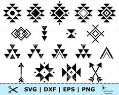 black and white geometric shapes with arrows