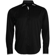 The long sleeve men's Black shirt with double button collar, polka dots lining at inner side of collar and single button cuffs. Black color is a best match with Black or Grey Suit. It can also be wo with Jeans and Chinos. AvailabilityIt is Made to Order Shirt. It takes 7-10 working days to deliver to you.Fabric Care:Machine WashableDo not tumble dry and bleach.Wash in cold waterDo not tumble dry.Iron your shirt at medium setting. Mens Black Shirt, Gray Suit, Black Shirt, Shirt Style, Polka Dots, Dots, Black