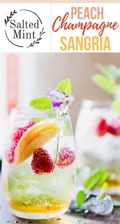 Champagne Weddings, Champagne Sangria, White Peach Sangria, Raspberry Cocktail, Champagne Recipes Cocktails, Spicy Cocktail, Peach Sangria, Sparkling Champagne