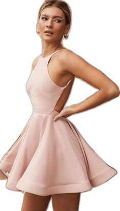 Stella Fit and Flare Backless Dress Blush