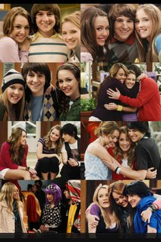 many different pictures of the same person hugging each other