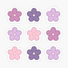 six different colored flowers sticker