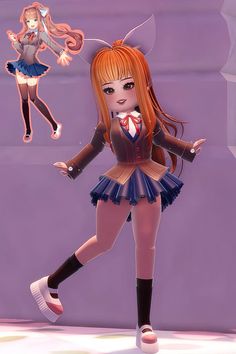 [made by me] items: snow swan heels toggle 10 (3/4 tights), human ears, dd’s coat (sleeves only), darling academia uniform toggle 3, hairstyle is called monika. #rh #outfits #dokidokiliteratureclub Pageant Themes, Swan Heels, Academia Uniform, Royal High Outfits Ideas Cheap, Rh Outfits, Rh Fits, High Clothes, Human Ear