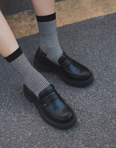 Classic Vintage Women's Loafers Black — Obiono Black Slip-on Oxfords For Fall, Black Wingtip Platform Loafers With Brogue Detailing, Black Wingtip Platform Loafers For Formal Occasions, Winter Loafers With Rubber Sole And Round Toe, Black Flat Platform Loafers, Black Flat Oxfords For Fall, Classic Black Platform Loafers, Black Closed Toe Platform Loafers For Business, Black Platform Loafers With Flat Heel For Business