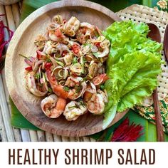 the healthy shrimp salad is ready to be eaten