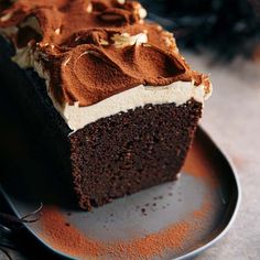 a slice of chocolate cake on a plate