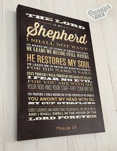 the lord is my shepherd print on black paper with gold foil lettering and bible verse