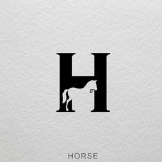 the letter h with a horse in it's head on a white paper background